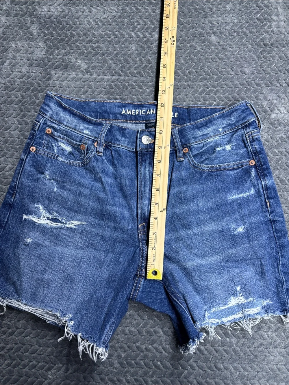 American Eagle Outfitters Raw Hem Distressed Denim Shorts - Blue